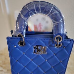 BADGLEY MISCHKA Colbat Blue Quilted Mini Handbag